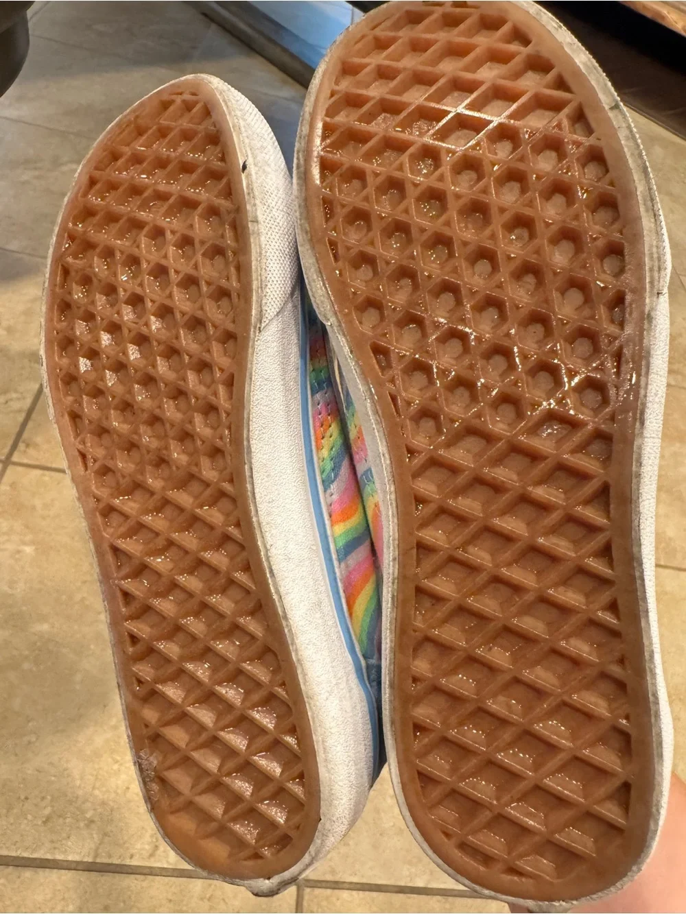 Vans Kids Light Blue Suede Sneakers with Rainbow Stripe